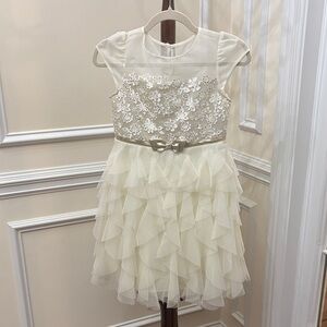 Jona Michelle Cream Dress with Floral Accents